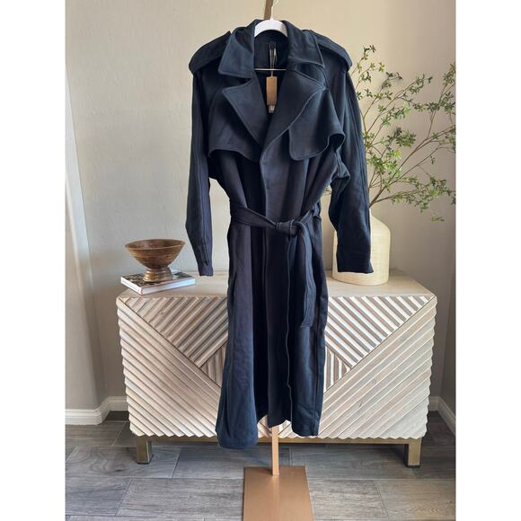 SKIMS Boyfriend Fleece Trench Coat Black Small NWT $248 - Picture 6 of 12